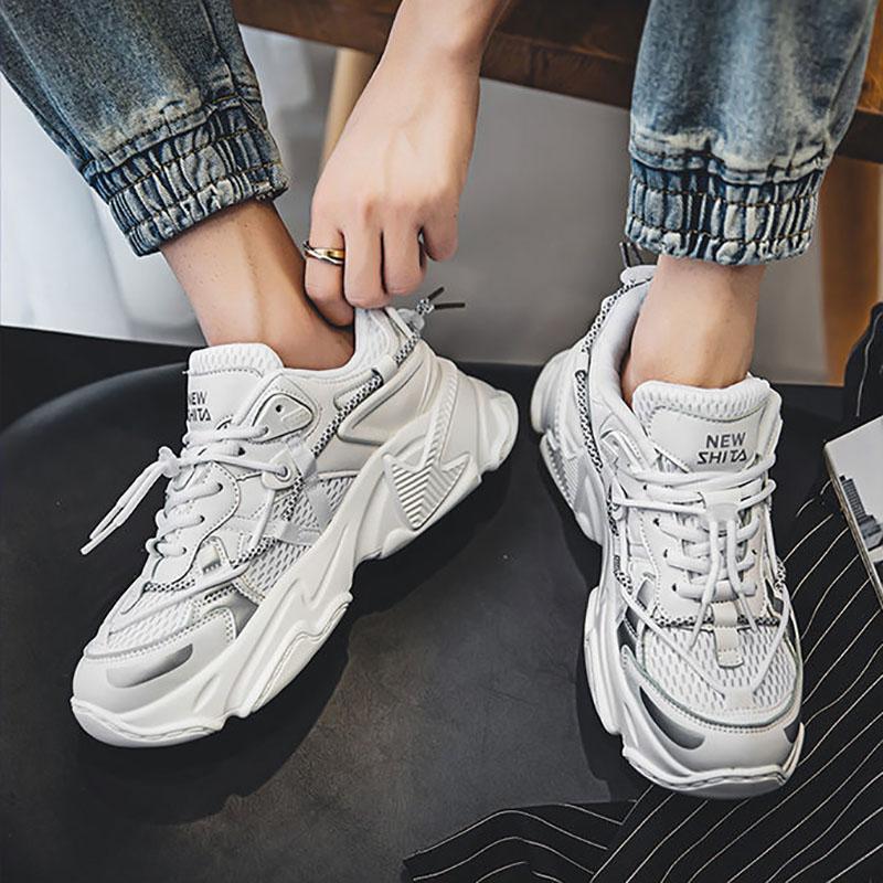 Functional Wind White Black Shoes Sports Casual Daddy Shoes Men's Super Fire Wild Pure Color Simple Couple Shoes