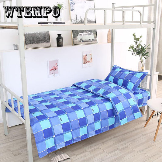 3pcs Student Bedding Set Concise Comforter Single Bed Sheet  Geometric Pattern Simple Plaid Stripe Bedclothes