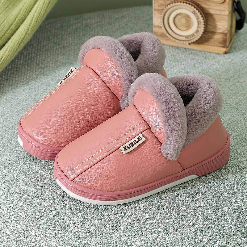 Waterproof Cotton Drag Winter Warmth PU Waterproof Non-slip Indoor Home Bag with Cotton Shoes To Keep Warm Soft and Comfortable