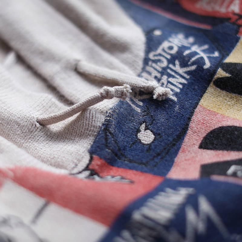 High Quality Printing Sweater Casual Hooded Was Thin Knitted Pullover Sweater Coat Women