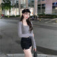 Fall Women Casual Square collar Women Autumn Long sleeve T-Shirt Women Basic Tee Pullover
