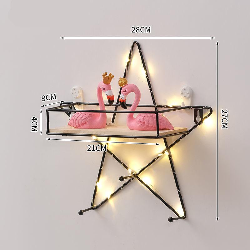 Nordic Modeling Metal Decorative Rack Wall Display Platform Living Room Art Storage Shelf with Light Strip