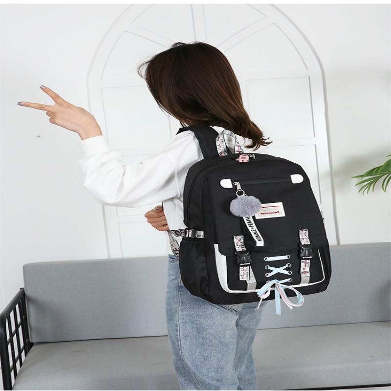 New Casual Backpack Middle School Student Bag Usb Charging Anti-theft Backpack