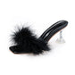 Women Fur Slippers Summer Fluffy Slippers R High -Heeled Slippers Sweet Ladies Stiletto Slippers Footwear