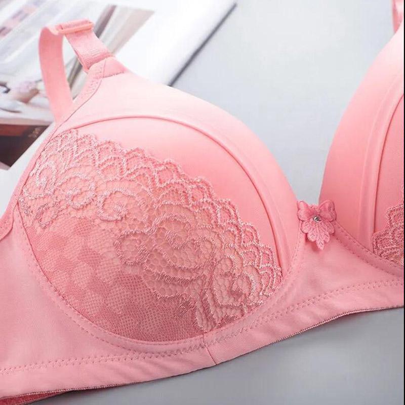 Spring and Summer Thin Breathable Skin-friendly Lace Pattern Without Steel Ring Gather Large Size Women's Underwear Bra