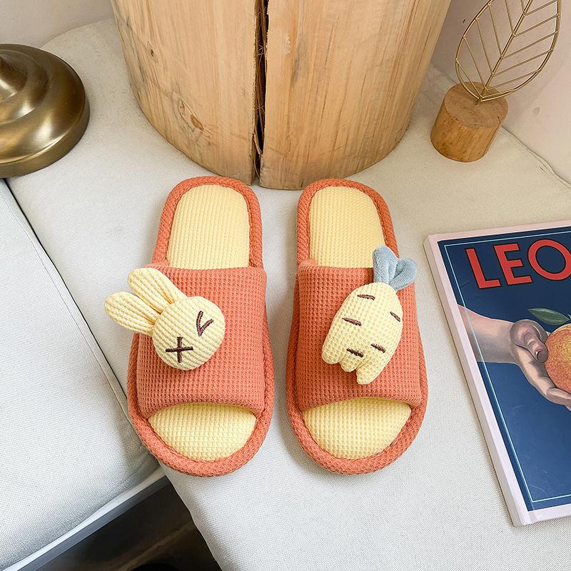 Slippers Women's Linen Slippers Parent-child Cute Home Indoor Non-slip Cotton Linen Cloth Art Spring and Autumn Children's Floor Slippers