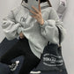 Women's Autumn and Winter Oversize Hooded Plus Velvet Thick Coat Korean Version of The Student Loose Top Ladies Ins Casual Sweater