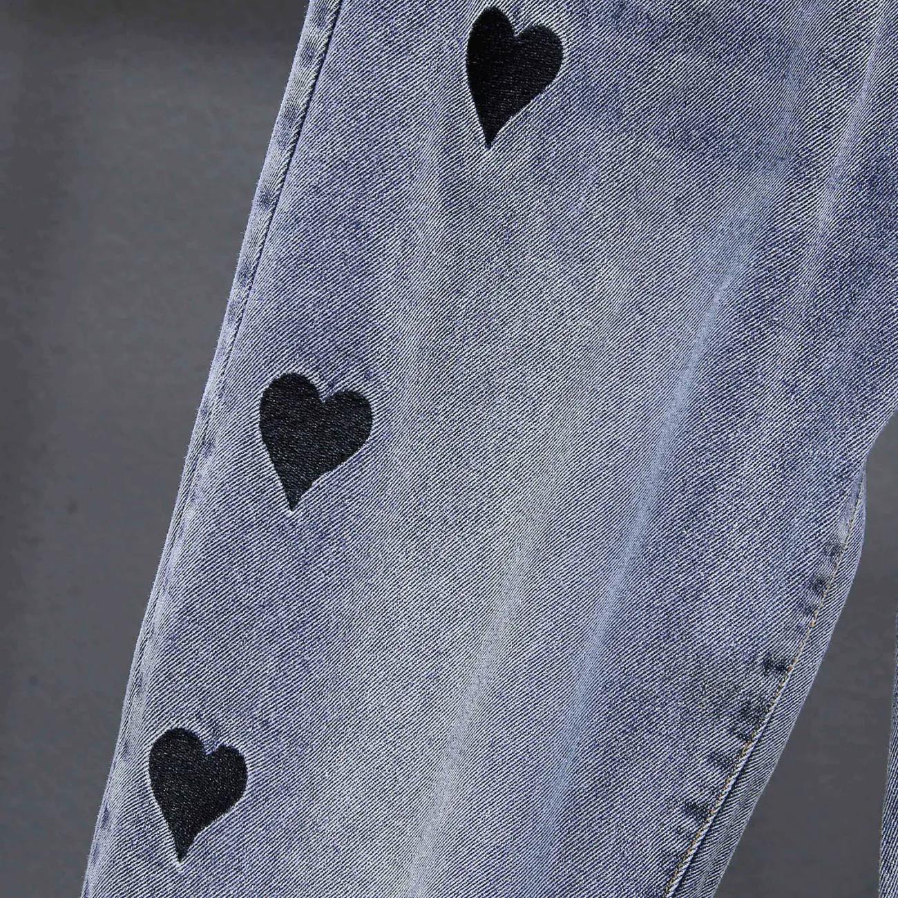 Women's Spring and Autumn Large Size High Waist Jeans Solid Color Loose Straight Casual Harem Pants
