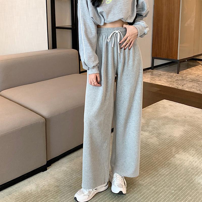 Girls Large Size Sports Pants Fat Ladies Loose High Waist Drape Casual Footwear Anti-mosquito Wide Leg Pants
