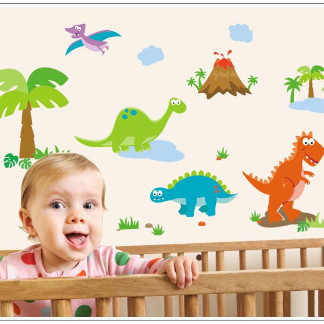 Dinosaur self-adhesive fashion cartoon sticky notes green tree cartoon children wall sticker