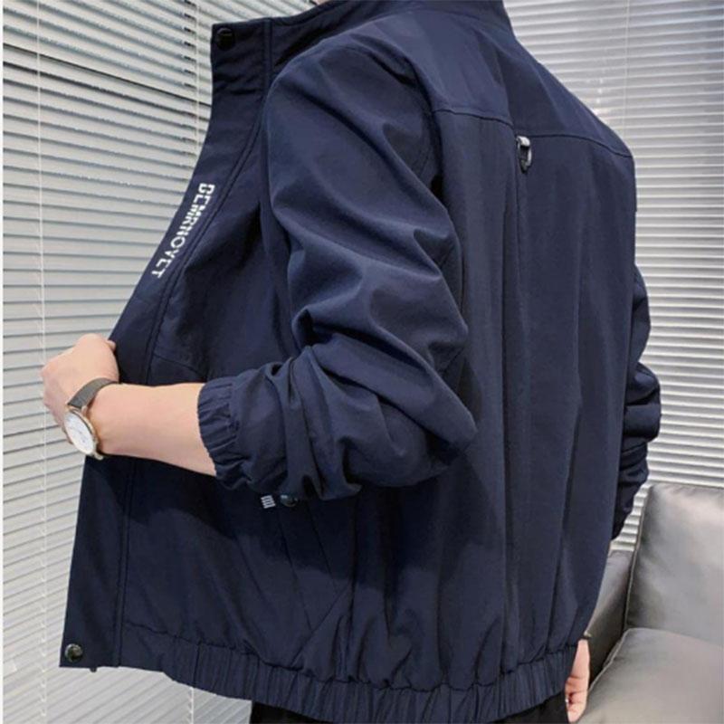 Spring and Autumn Jacket Men's Solid Color Trend Casual Loose Stand Collar Men's Sport Jacket Top Clothes Spring Clothes