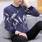 Autumn and Winter Men's Low-neck Sweater Fashion Padded Sweater Wheat Ear Pattern Long-sleeved Top