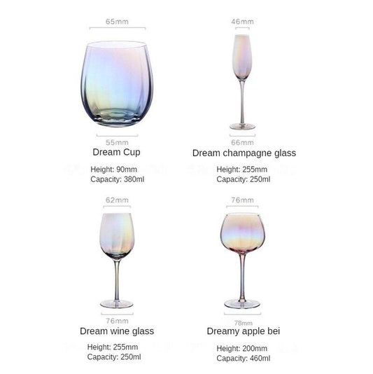 New Product Rainbow Glass Set Red Wine Glass Champagne Glass Apple Glass Water Glass Household Glass Goblet Crystal Glass Set