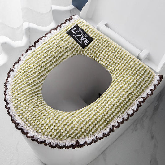 Universal Toilet Seat Cover Round Toilet Seat Cushion Winter Thickening Warm Washable Zipper Toilet Seat Cover