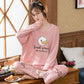 Cotton Pajamas for Women Long Sleeve Pyjamas Set Pullover Sleepwear Suit Cartoon Cute Nightwear Loose Casual Home Wear Spring Autumn Tops Pants Sets