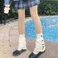 JK Stack of Children's Autumn and Winter Warm Calf Set Soft Sister Day Series Knitted White Spicy Girl Socks Set