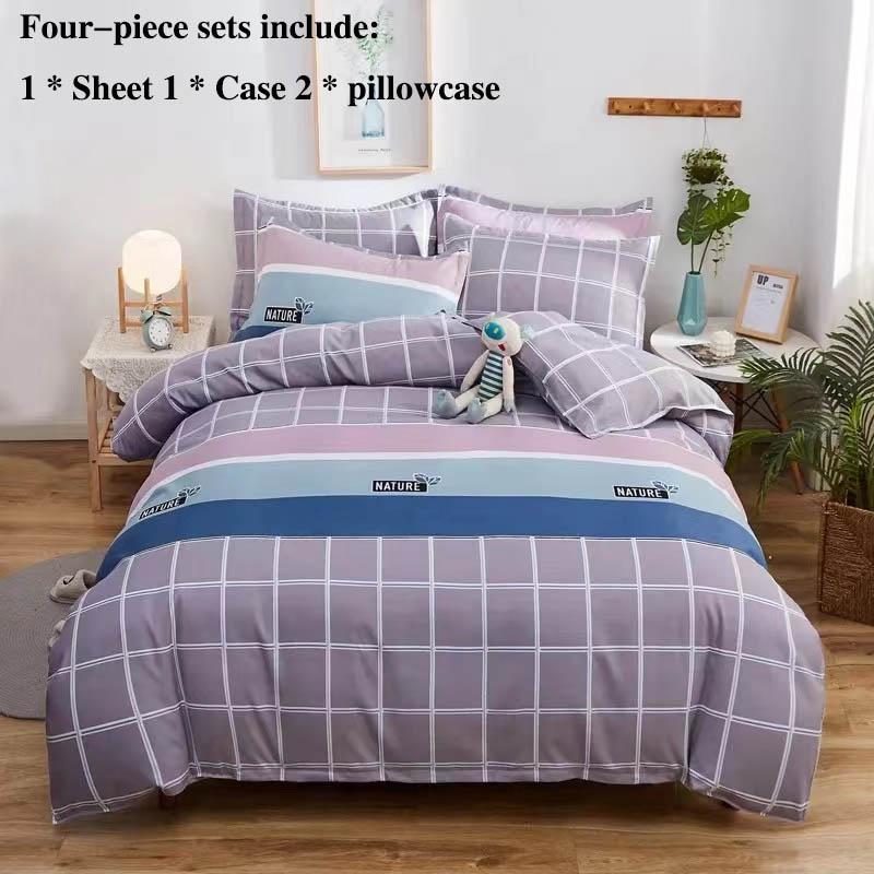 Bed Supplies Grinding Four-piece Thick Twill Bed Single Pillow Package Set Home Bedding 1.8 M 2 Meters Double Bed