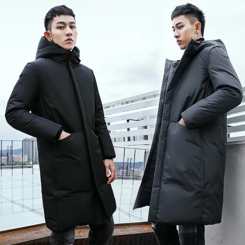 Down Jacket Men's Men's Trend Over The Knee Thick Winter Simple Casual High-end Mid-length Jacket