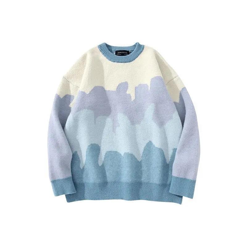 Autumn and Winter Thick Round Neck Sweater Men's Loose Jacket  Warm and Comfortable Knitted Sweater Clothes