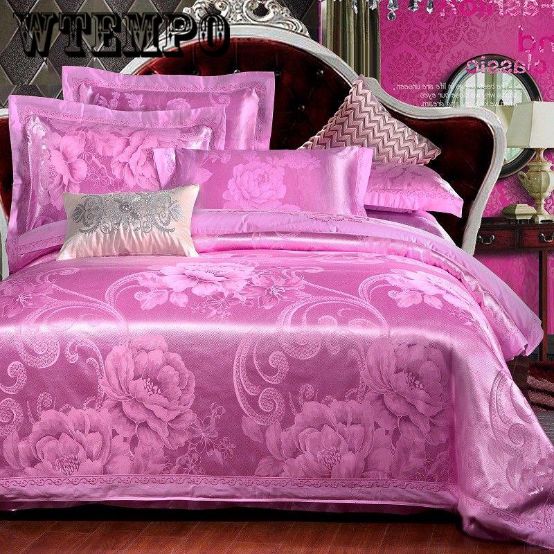 Embroidered jacquard cotton four-piece bedding quilt cover sheets pillowcases noble European