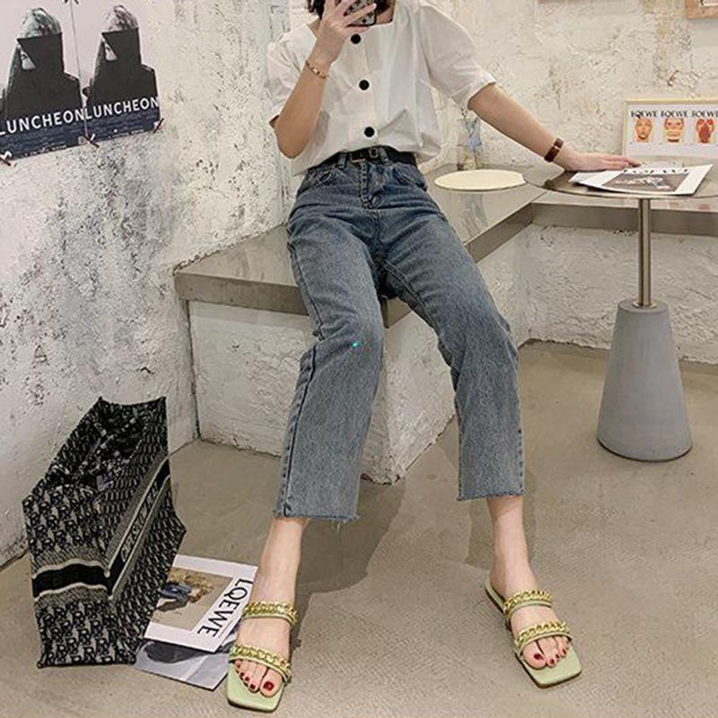 Slippers Women Summer Fashion Flat-bottomed Square-toed Sandals Korean Version All-match Student Non-slip
