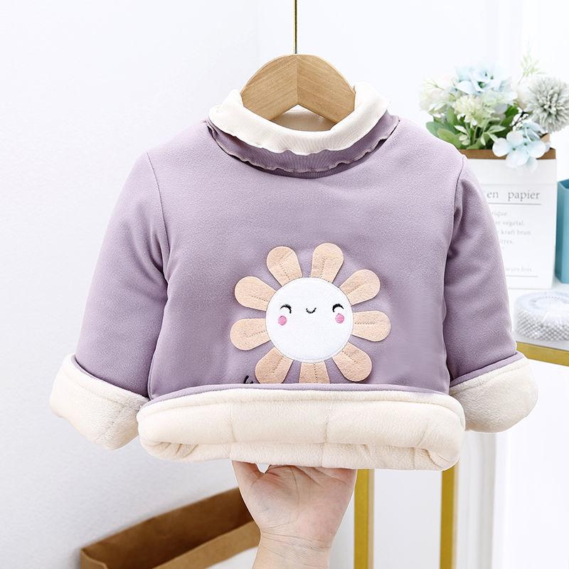 Children's Velvet Padded Winter Quilted Cotton Clothing Turtleneck Pullover Quilted Jacket Warm Sweater