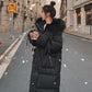Winter New Style Loose Long Padded Jacket Padded Down Padded Jacket Coat Fluffy Big Fur Collar Over The Knee Long Down Jacket Elegant and Beautiful