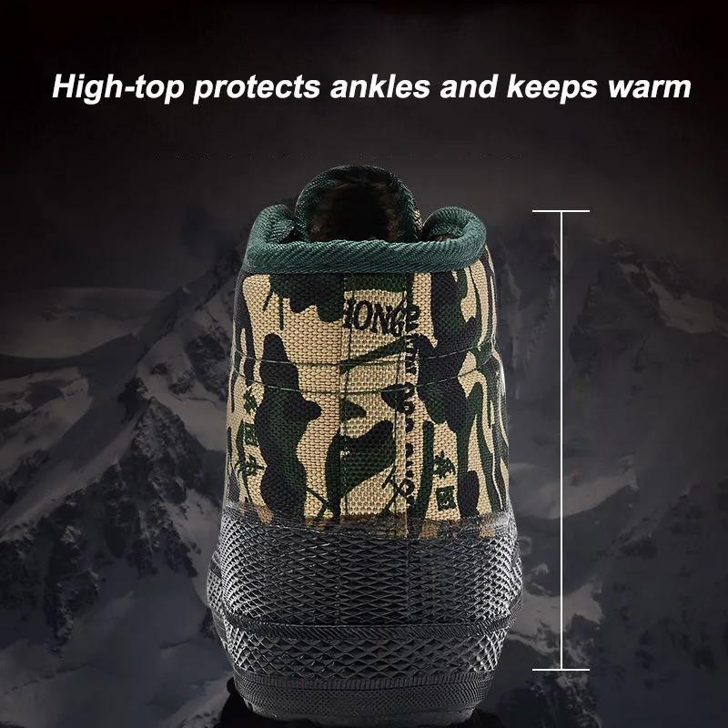 Men's Hiking Shoes Non-slip Wear-resistant Outdoor Training Shoes High-top Plus Velvet Warmth Large Size Sports Shoes