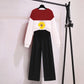 Loose Sweater Wide-leg Pants Casual Suit Women's Two-piece Suit Comfortable Sweat-absorbent Breathable Stitching Sweater Wide-leg Pants Casual Wear