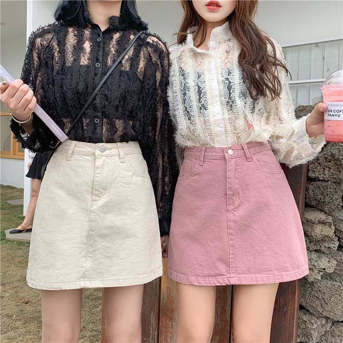Pofulove S-5XL Women Plus Size Anti-light Denim Skirt Slim Sexy Package Hip Skirt Mini A-line Skirts