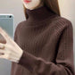 Ladies Turtleneck  Women's Fall/Winter Twist Loose Solid Color Turtleneck Sweater Knitwear Women