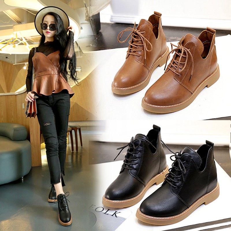 Pair of Women Shoes Lace Martin Boots Women's Boots 2019 Autumn Shoes Ladies Single Shoes Sneakers