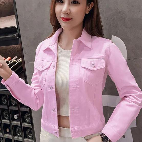 Women's Spring and Autumn Lapel Solid Color Casual Denim Buttons Blazer Large Size Casual Streetwear Short Jacket Cardigan