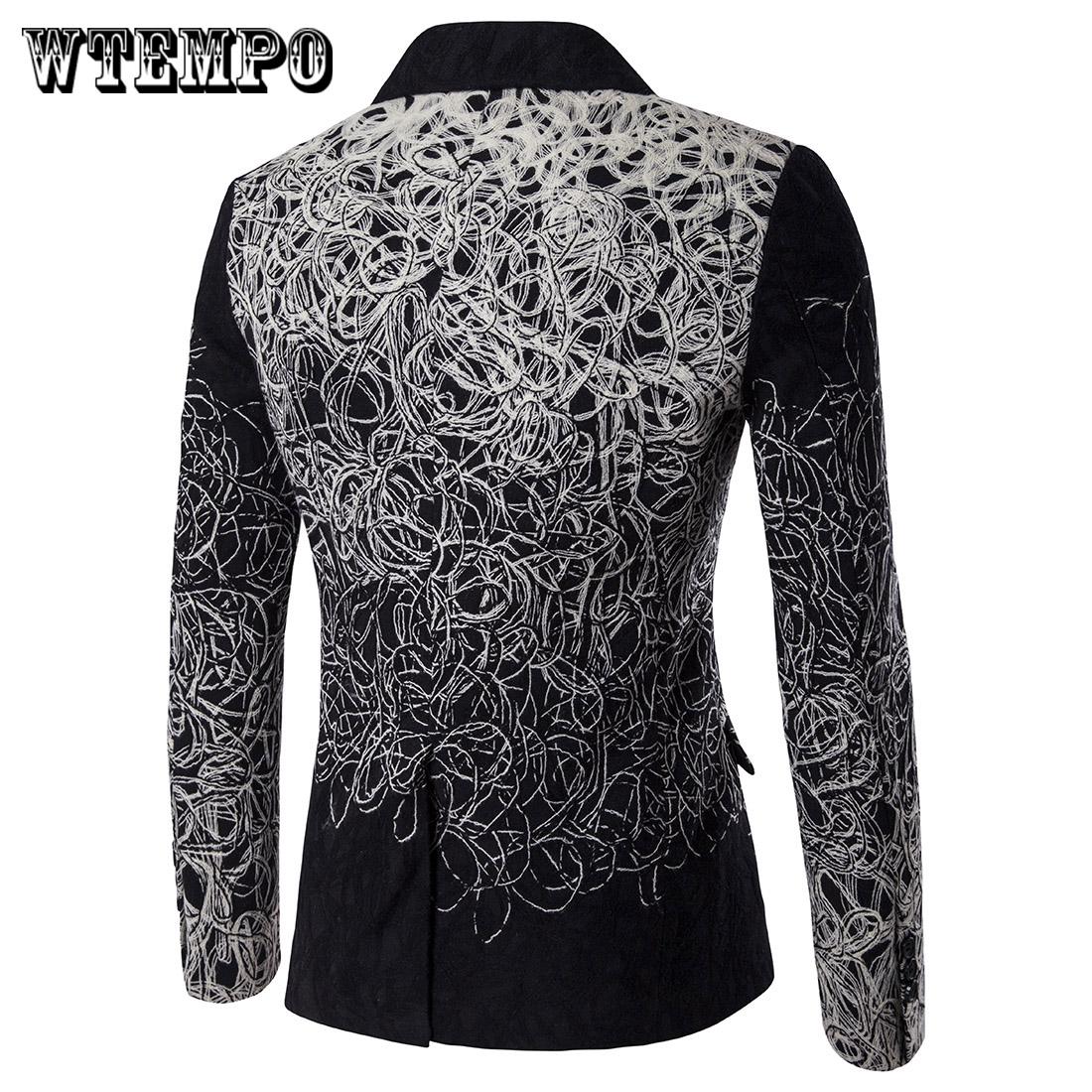 Male Jacket Suit Painting Blazers Lapel Single Row One Button Business Casual Suit