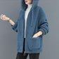 Autumn and Winter Ladies Lamb Velvet Jacket Thick and Loose Large Size Hooded Long-sleeved Zipper Jacket