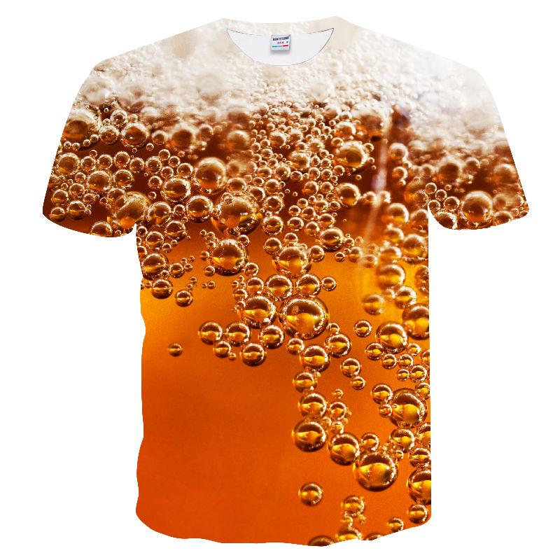 3D Shirt Full Body Beer Bubbles Short Sleeve T-shirt Summer Boy Hip Hop Personality Print Trend T-shirt