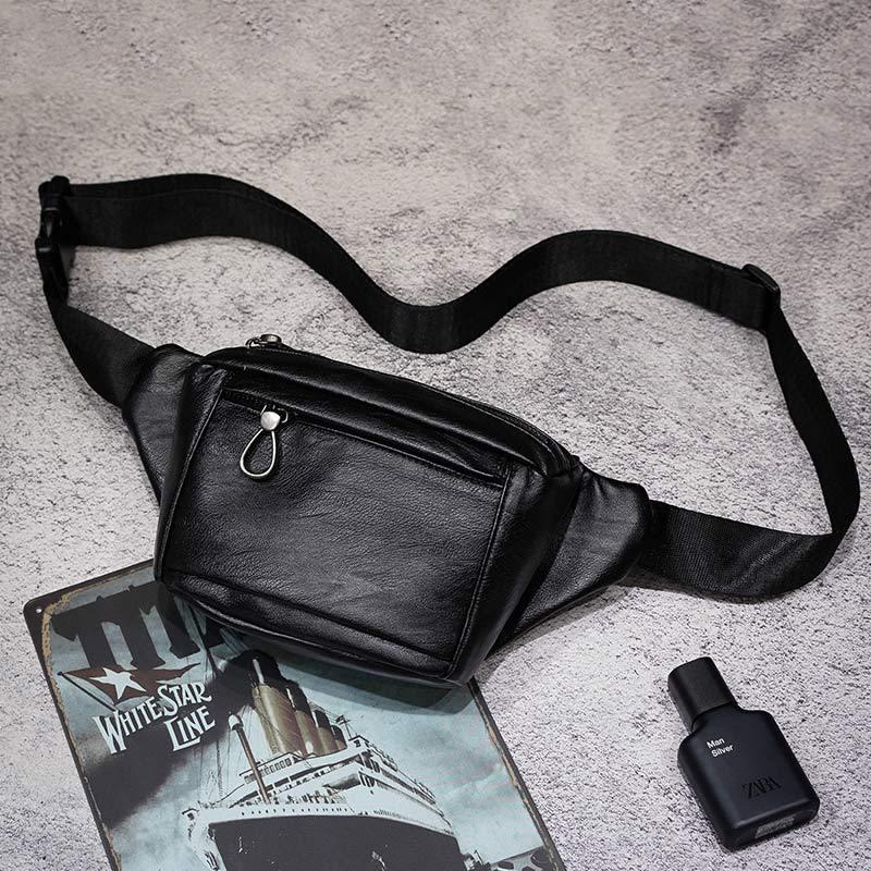 Waist Bag Men's Casual Leather Large Capacity Chest Bag Messenger Bag Fitness Sports Shoulder Bag