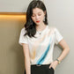 Skin-friendly Silky Imitation Silk Short-sleeved T-shirt Women's Printed Summer Shirt Korean Version Loose and Thin Top