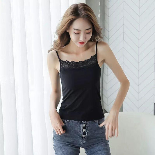 Spaghetti Strap Camisole Sexy Lace Corset Tank Top White Black Camis Sleeveless Cotton Undershirt Cropped Vest Plus Size Lingere