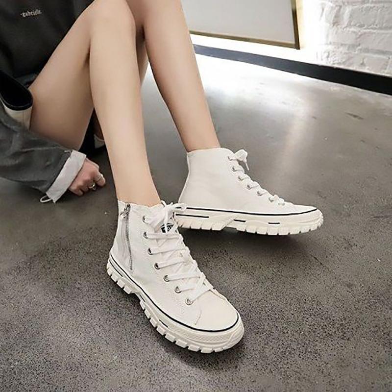 Fashion High-top Canvas Shoes Outdoor All-match Spring and Summer Shoes Ladies Trendy Casual Work Shoes