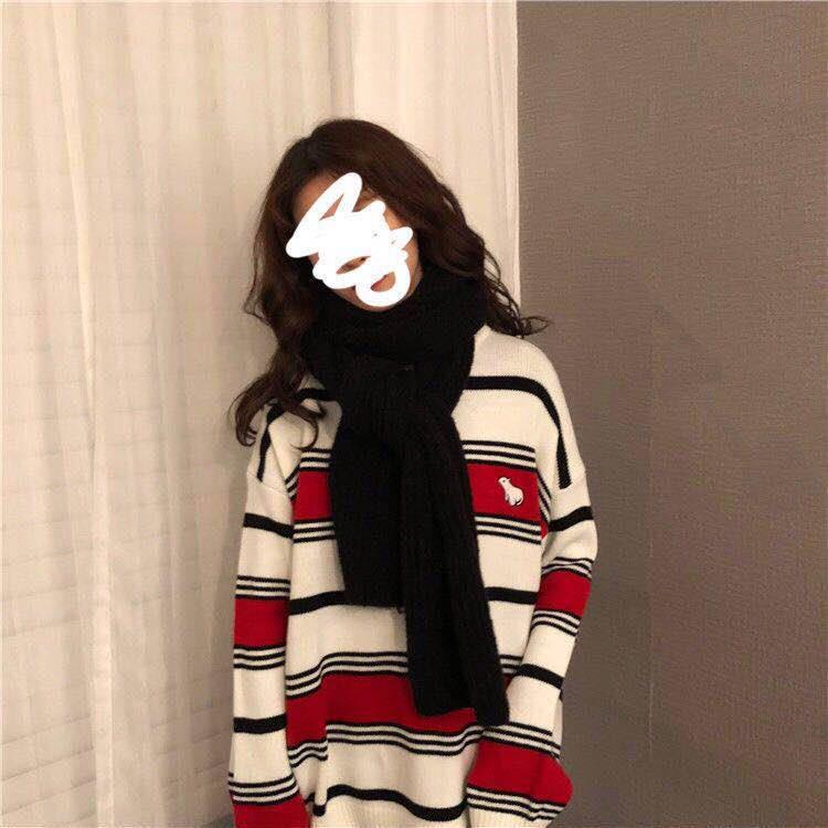 Pofulove Thick Winter Sweater Women Loose Pullover Harajuku Style Sweater Long-sleeved Jacket