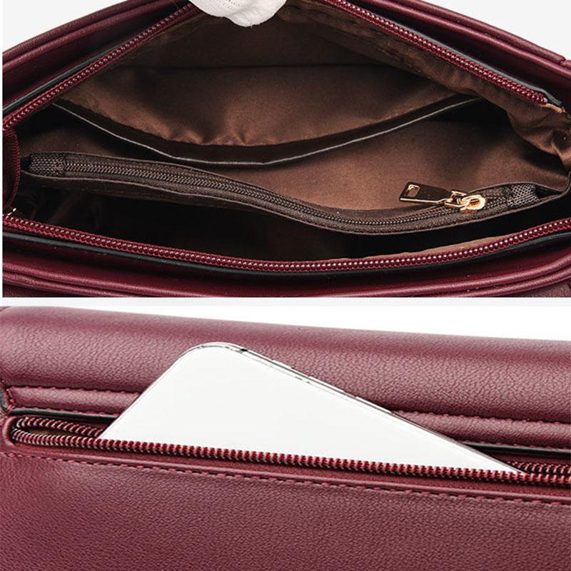 Women Shoulder Messenger Bags Casual Female Crossbody Bags Soft Surface Genuine Leather Cowhide Two Shoulder Straps Adjustable