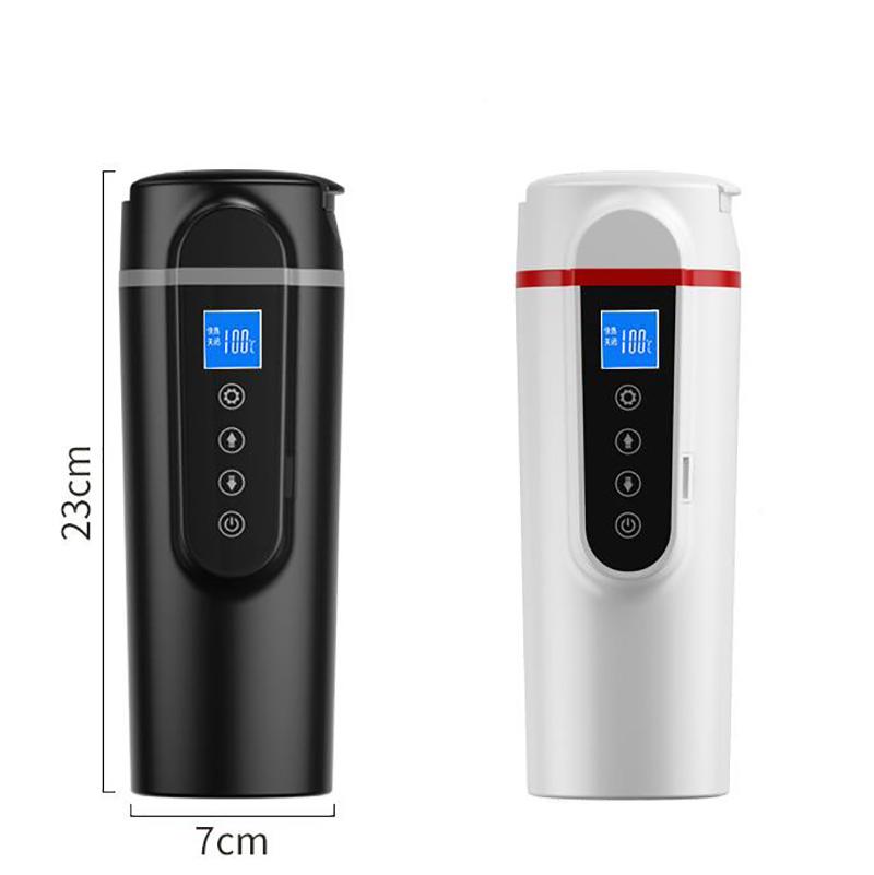 2 Pcs LCD Display Car Electric Heating Cup Stainless Steel Water Cup Temperature Control Kettle