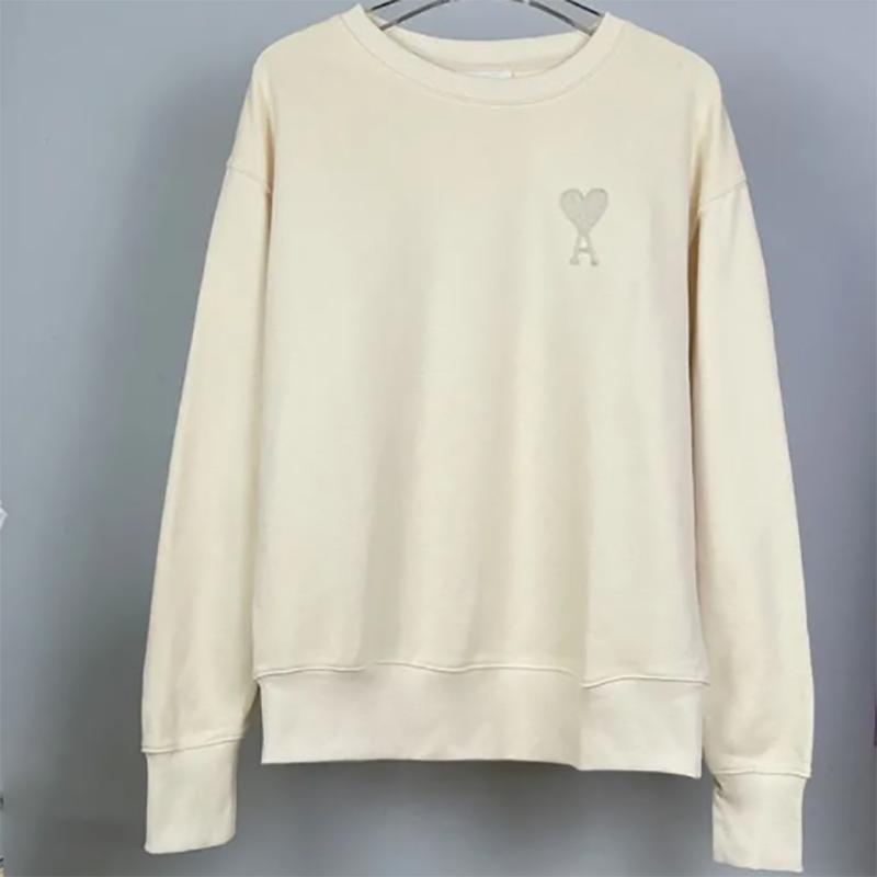Embroidered Love Solid Color Round Neck Sweater for Men and Women The Same Loose Long-sleeved Pullover Sweatershirts for Lovers