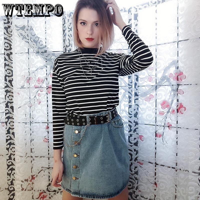 Denim Skirt with Belt Solid Color button High Waist Pocket Student Short Cowboy Skirt Knee Length A-line Skirts