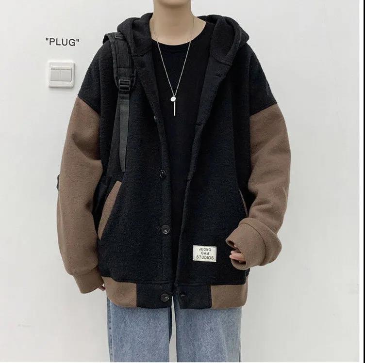 Plus Fleece Sweater Men's Trend Hooded Cardigan Fashion Jacket Thick Top Clothes Loose Warm Autumn and Winter Models