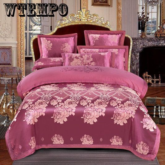 Bedroom home bedding European embroidered jacquard cotton four-piece cotton quilt cover sheets