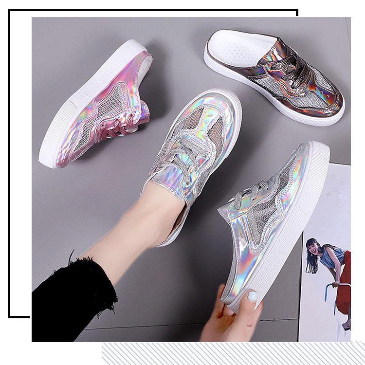 Summer Women Slippers Casual Soft Comfortable Mesh Outside Flat Slides Half Beach Slippers Woman Flip Flops