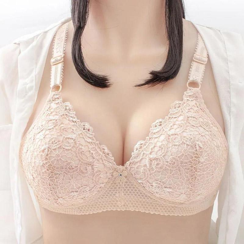 Thin Sexy Beautiful Back Breathable Lace Without Steel Rings Gathering Adjustable Anti-sagging Women's Underwear Bra