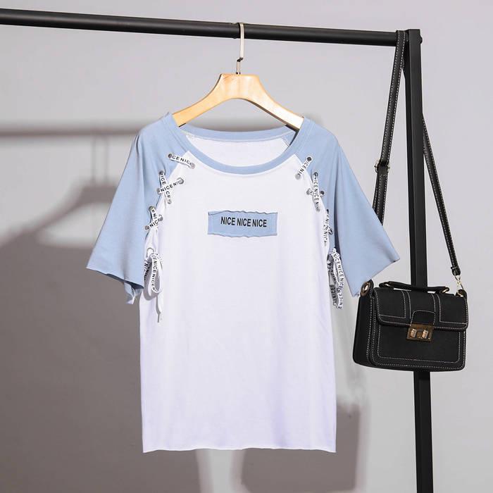 Fashion Shorts Set Summer Strap Letter Print T-shirt Denim Shorts Two-piece Girl Sweet T-shirt Sets
